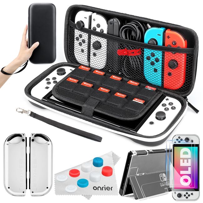 Accessories Bundle Compatible with Nintendo Switch OLED Model, Switch  Accessories Kit Includes Carrying Case, 3 in 1 Protective Case Cover, 2pcs