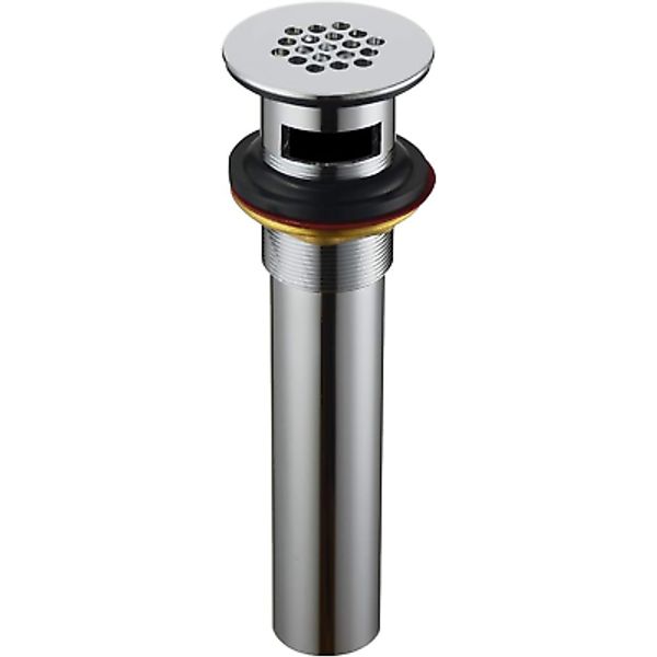 Grid Drain Strainer Assembly with Overflow for Bathroom Sink, Made of Brass Chro