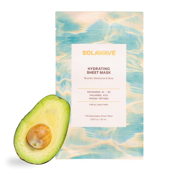 SolaWave Hydrating Sheet Mask, Anti Aging Face Mask with Niacinamide, Hydrating Face Mask with Hyaluronic Acid, Moisturizing Face Masks (1 Pack)