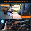 vLinker iCar2 BLE 4.0 OBD2 Bluetooth Adapter Auto Scanner Car Diagnostic Tools Engine System Diagnostic Tools for Android/IOS (Black/Orange)