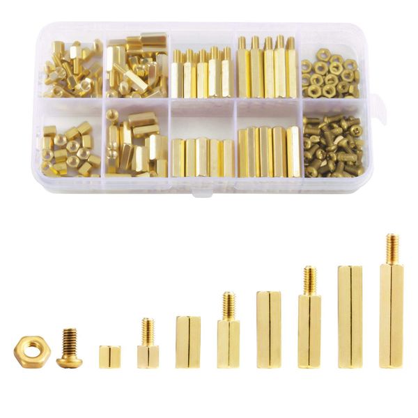 Litorange 320 Pieces M2 Male Female Hex Brass Spacer Standoff Screw Nut Threaded Pillar PCB Motherboard Assortment Kit