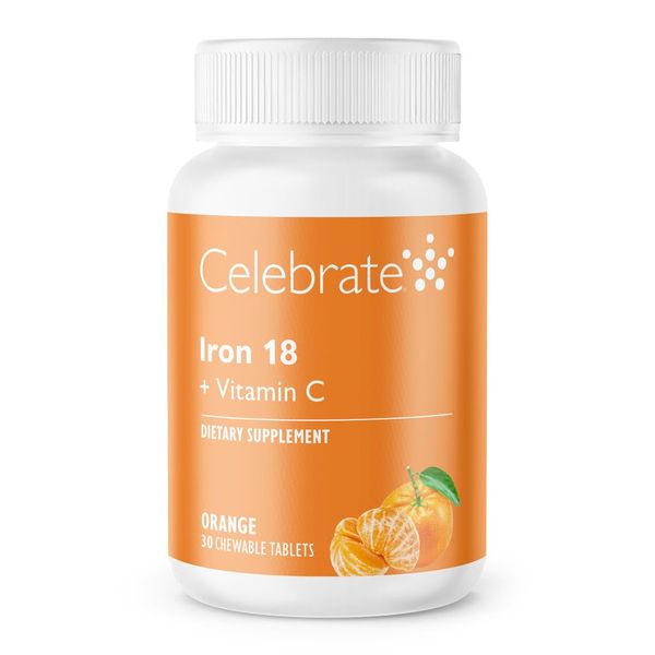 Celebrate Iron+C 18mg Chewable Tangerine, 30 Count
