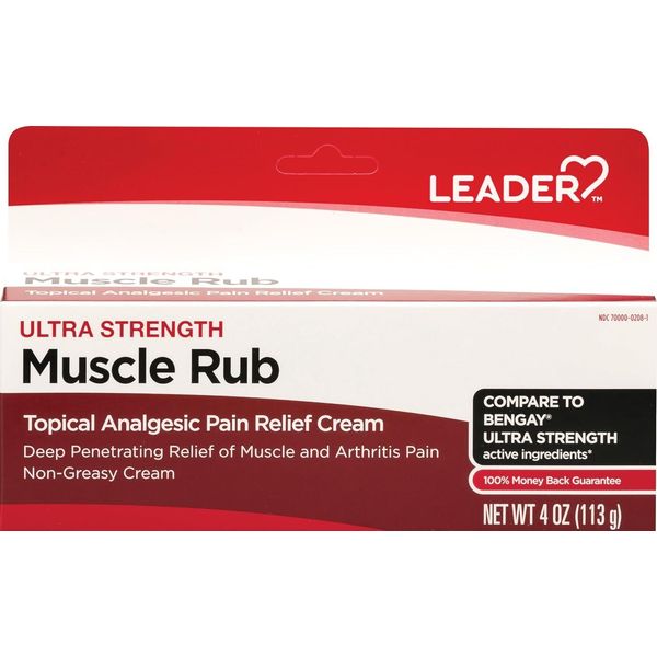 Leader Ultra Strength OTC Muscle Rub Cream for Pain Relief Topical 4 ounce