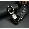 Black Genuine Leather Universal Gun Metal Key Remote Ring Strap Keychain Holder