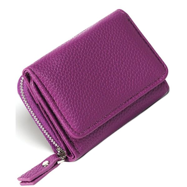 Elixio Women's Mini Wallet, Trifold Wallet, Small Wallet, Compact, Small, Small, Lightweight, Simple, Thin, Trifold, Mini Wallet, Thin, Stylish, Card Case, Sub-Wallet, purple