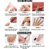 RUNRAYAY Blue Flower Press on Nails Medium with French Tips, Fack Nails for Women Girls, Nude Nails Press on Full Cover Nails Tips for Spring Summer Salon Nail