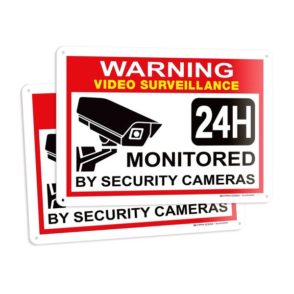 iSYFIX Video Surveillance Sign – 2 Pack 10x7 Inch –CCTV Security Only Signs, ...