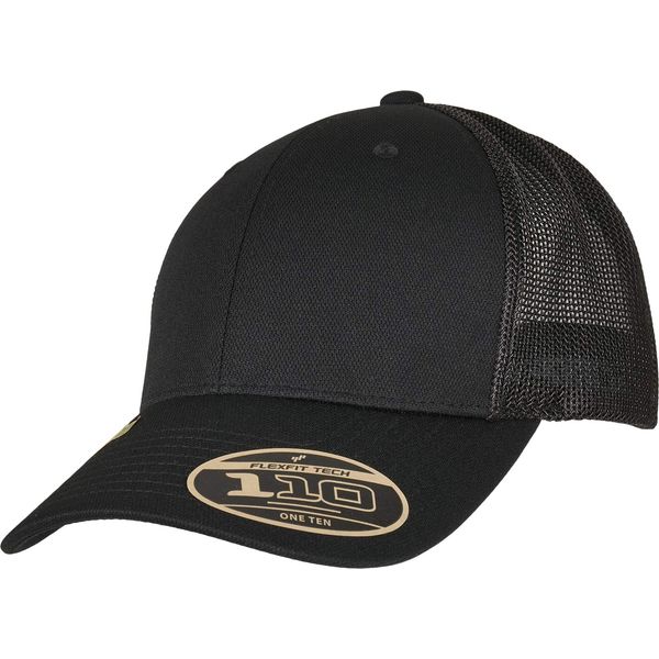 Flexfit Unisex-Adult 110RA-110 Recycled Alpha Shape Trucker Baseball Cap, Black, one Size