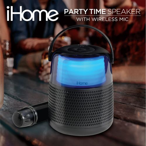 iHome Karaoke Machine with Bluetooth Speaker and Karaoke Microphone, Portable Speaker with Color Changing Lights and Voice Changing Effects (iKBT70)