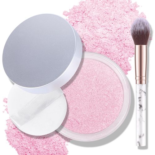KYDA Pearl Loose Powder, Shimmer Face Setting Powder, Loose Highlighter Setting Makeup, Lasting Glossy Coverage, Lightweight Fine Texture, Soft Focus Finish-#02