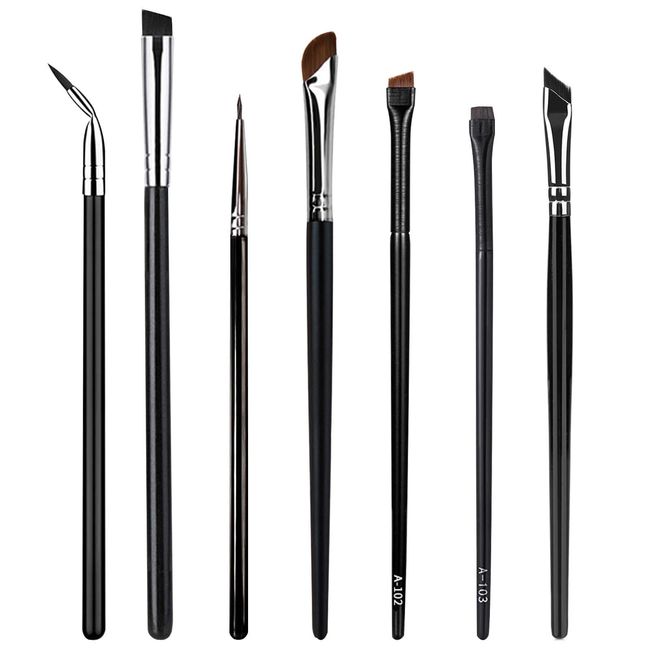 7Pcs Eyeliner Brush Set, Precision Angled Eyeliner Brush, Fine Liquid Gel Eye Liner, Slanted Eyebrow Concealer Brushes, Ultra Flat Thin Makeup Brushes for Eye Shadow Eyebrow Concealer