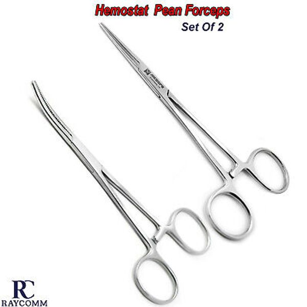 Hemostat Surgical Pean Forceps Locking Plier Straight & Curved Veterinary Tools