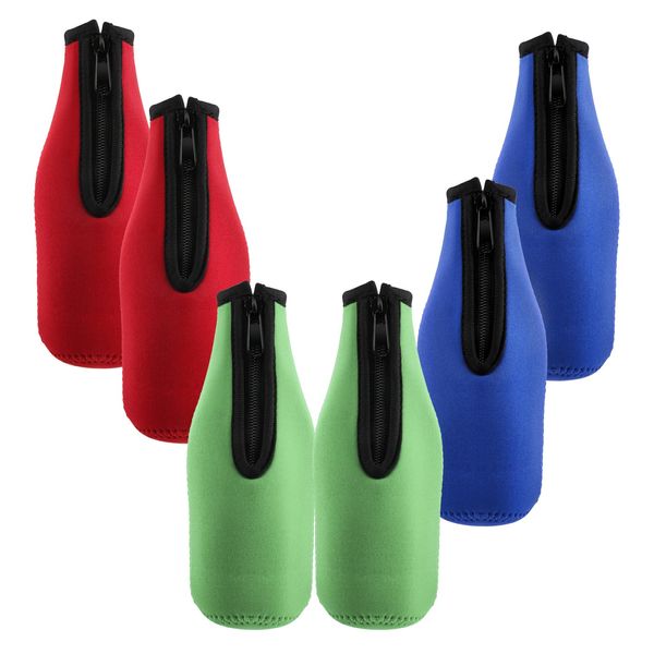 Caoruiy Beer Bottle Sleeves,Beer Bottle Cooler Sleeves Keep Drink Cold Zip-Up Neoprene Insulated Sleeve Cover