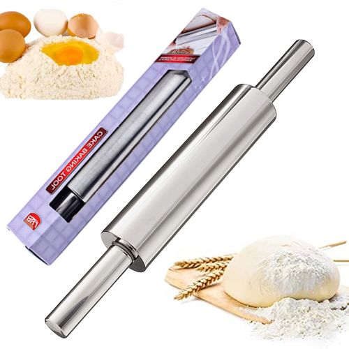 Mattarello Acciaio Inox, Mattarello Acciaio Inox, Rolling Pin, Mattarello Antiaderente per Pasta di Zucchero, Ravioli, Biscotti, Tortellini, Dolci e Pizza, Pasta Sfoglia