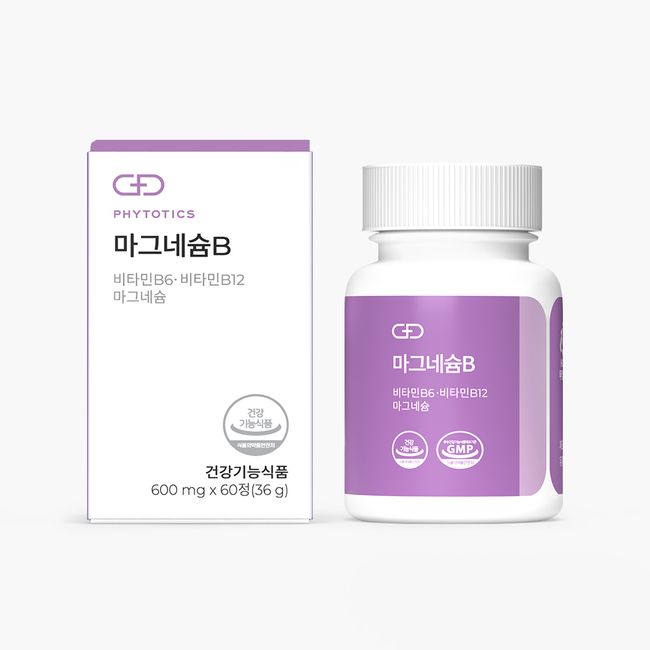 [Phytotics] Gluconic Acid Organic Magnesium Vitamin B6 Vitamin B12 Containing Magnesium B, 3ea, 600mg x 60caps