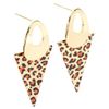 bluebubble EXOTIC Gold Plated Geometric Triangle Leopard Print Statement Stud Dangle Earrings on Gift Card