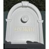 Mailbox with 3 number tile address on each side. weatherproof poly. Applewood.