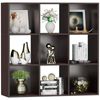 9 Cube 3 Tier Display Bookshelf Rack Toy Storage Cabinet W/ Back Panel Brown