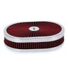 12" Super Flow Oval Air Cleaner Set With Washable Red Element & chrome top