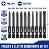WORKPRO 10pcs Slotted Phillips Screwdriver Bit Set CNC Machined S2 Steel Tool