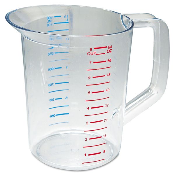 Rubbermaid Commercial Products Bouncer Clear Measuring Cup, 8-Cup/2-Quart, Clear, Strong Food Grade, For use with -40-degree F to 212-degree F, Easy Read for Liquid/Dry Ingredients while Cooking