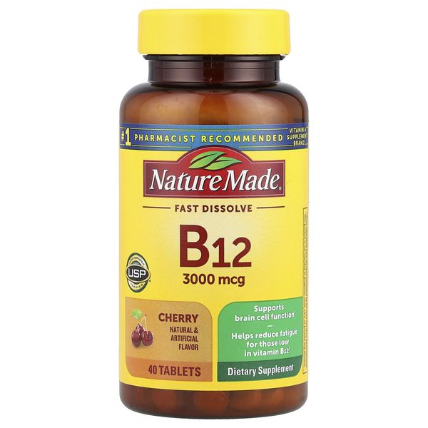 Vitamin B12, Fast Dissolve, Cherry, 3,000 mcg, 40 Tablets