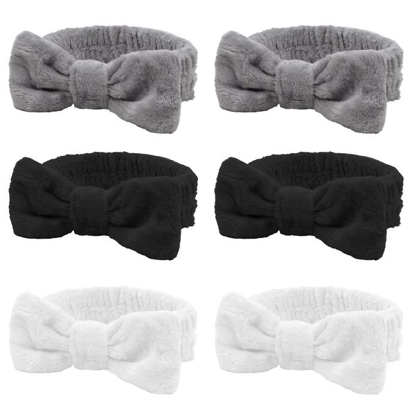 Moikolok Spa Headband, Makeup Headband, Fluffy Skin Care Headbands Wife Christmas Gif t Ideas Bow Hair Band for Washing Face Party Slumber Party Supplies