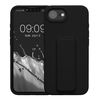 kwmobile Case Compatible with Apple iPhone 16e - Case with Hand Strap and Stand Soft TPU Silicone Coating - Black