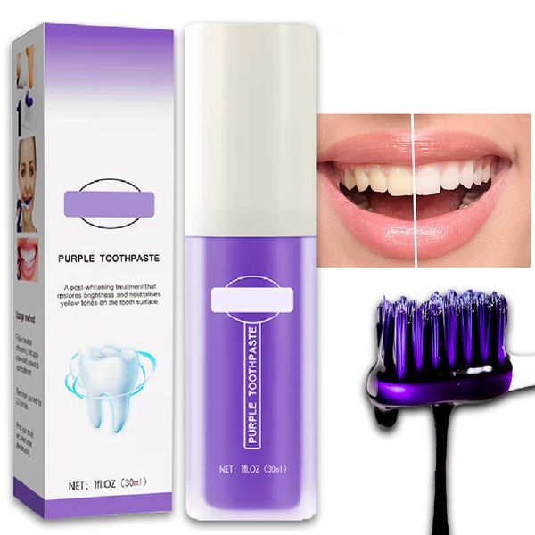 Purple Toothpaste Whitening, Purple Toothpaste for Teeth Whitening, Teeth Colour Whitening Toothpaste, Purple Toothpaste Gel Tooth Stain Removal, Teeth Whitening Booster, Teeth Whitener