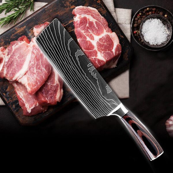 7'' Nakiri Knife Kitchen Chef's Knife German stainless Steel Meat Slicing Tool