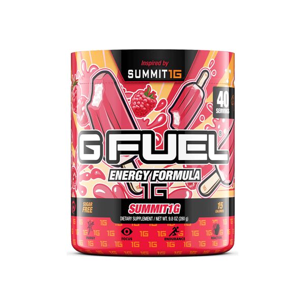 G Fuel Summit1G Energy Powder, Sugar Free, Clean Caffeine Focus Supplement, Water Mix, Raspberry Cream Ice Pop Flavor, Focus Amino, Vitamin + Antioxidants Blend - 9.8 oz (40 Servings)