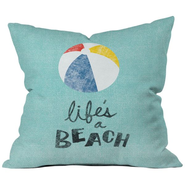 Deny Designs Nick Nelson Lifes A Beach Throw Pillow, 18 x 18