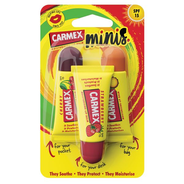 Carmex Minis SPF15 3pc Pack (Cherry, Strawberry & Pineapple Mint) 5g x 3