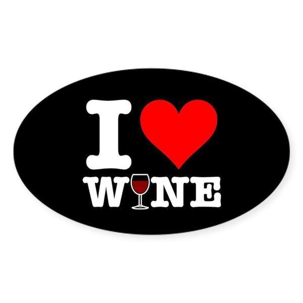 CafePress I Heart Wine Oval Car Bumper Sticker