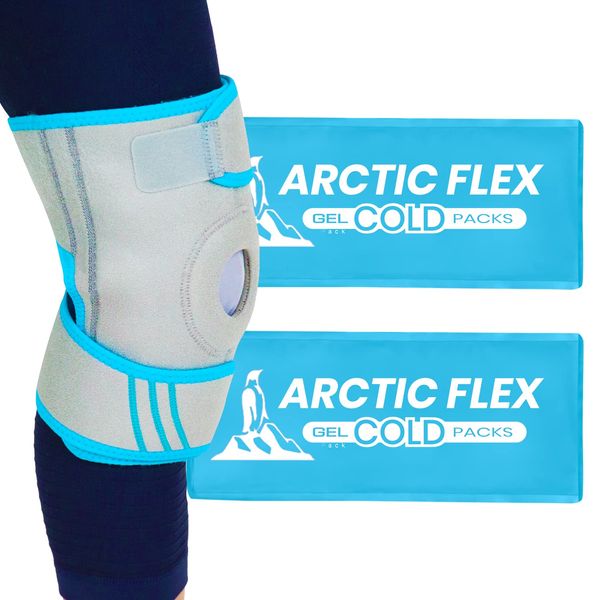 Vive Knee Ice Wrap - Hot Therapy Brace - Gel Packs for Arthritis, Surgery and Workout Pain Relief - Reusable Cooling Support - Flexible Compression for Men, Women, Swelling, Injury and Sprains