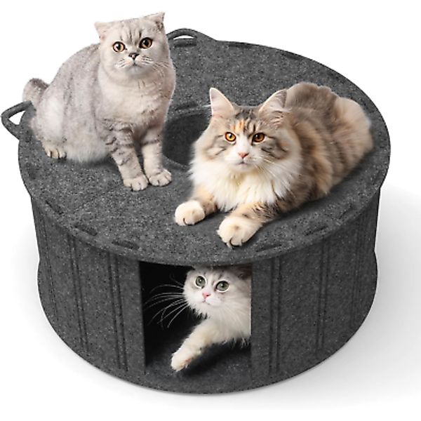 ComSaf Cat Donut Tunnel Bed - Peekaboo Cat Cave Bed for Indoor Cats, Large Pet 2