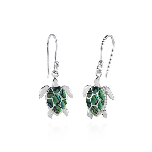 Sterling Silver Abalone Turtle Animal Dangle Earrings