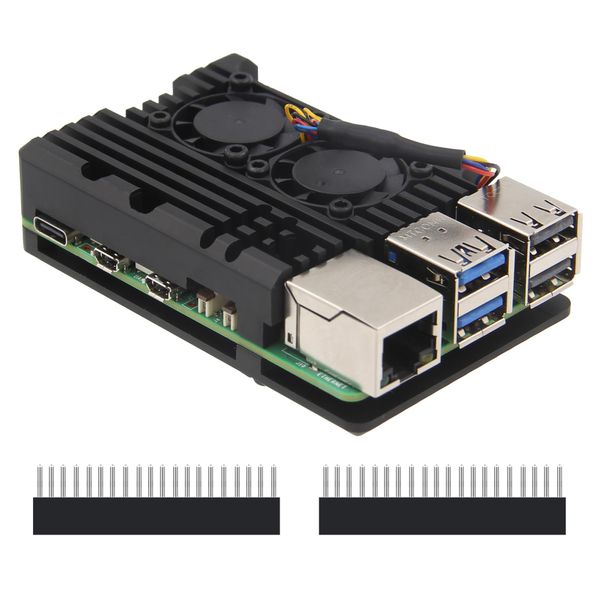 Geekworm Raspberry Pi 5 Aluminium Case with Dual PWM Fan (P511-B)