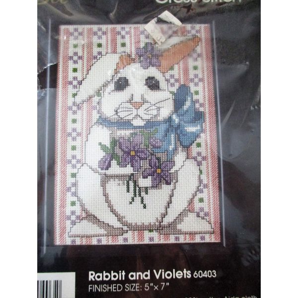 Golden Bee Counted Cross Stitch Kit "Rabbit and Violets"