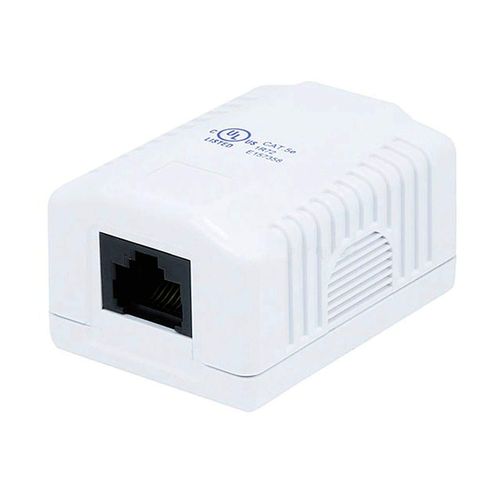 Monoprice 1-Port Cat5e RJ45 Surface Mount Box - UL Listed, Dual IDC, 110D/Krone Type Impact, 50u, TAA, No Logo, White