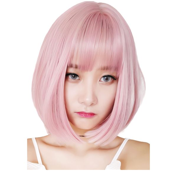 Beaumens Sweet Short Bob Full Wig (Pink)