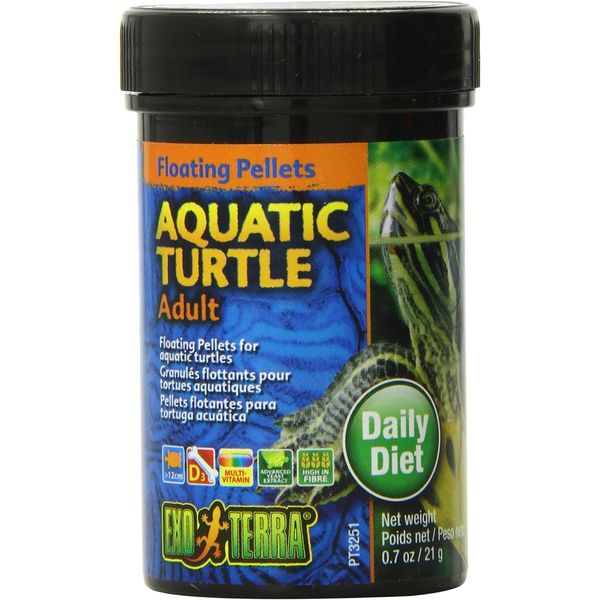 Exo Terra Adult Aquatic Turtle Food, Floating Pellets for Reptiles, 0.7 Oz., PT3