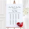 Red Rose & White Ribbon Personalised Wedding Seating Table Plan