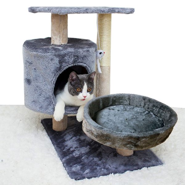 26.3" Cat Tree Activity Tower Pet Kitty Furniture with Cave Scratching Posts