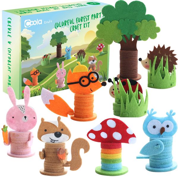 Coola Crafts for Kid Ages 4-8, 8PC Toddler Crafts, Animal Craft Kit Including Fox/Ladybug/Hedgehog/Rabbit/Tree/Squirrel/Owl/Mushroom,Art & Craft kit for Kids Ages 3,4,5,6,7,8,9,10,11,12