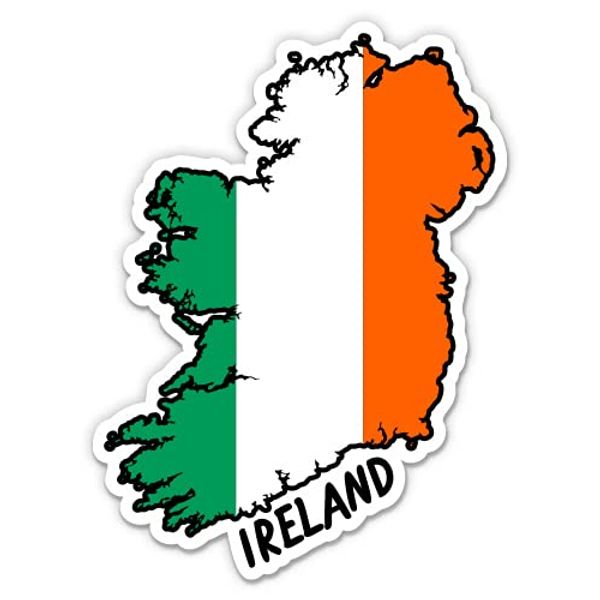 Squiddy Ireland Map with Flag - Vinyl Sticker - 7"