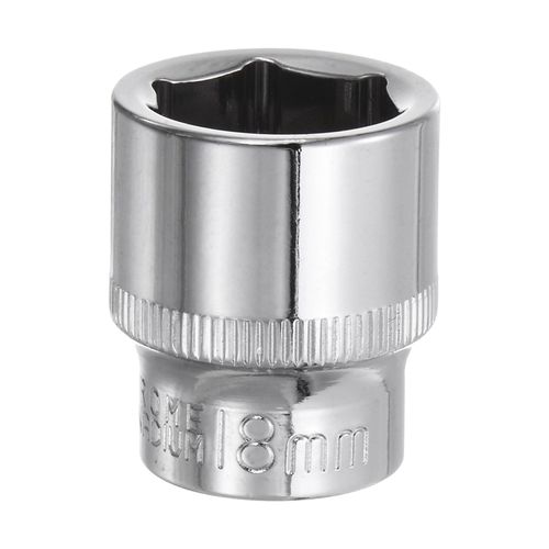 HARFINGTON 6-Point Socket 3/8" Drive 18mm Deep 1.18" Length 45# Steel Metric Square Drive Sockets Polishing Chromed Sockets for Car Repair Mechanical Maintenance Home Use