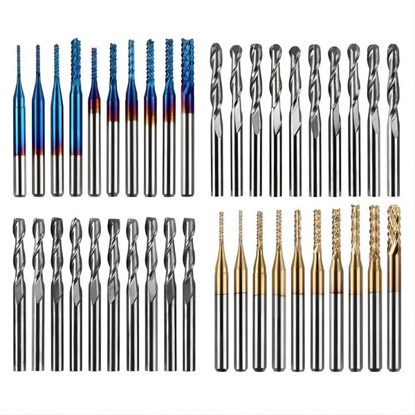 40 PCS End Mill, Double-edged Square End Mill, Ball End Mill, For CNC Milling Machine, Carbide Drill, 0.1 inch (3.175 mm) Shaft