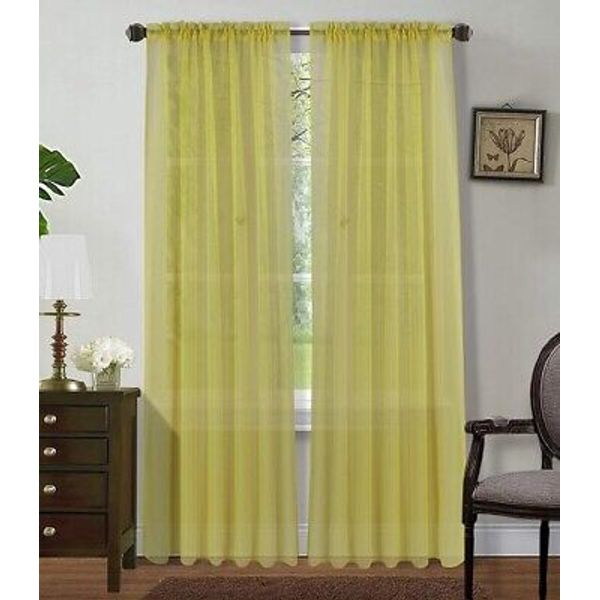 Sheer Curtains 2 Panels 54x 108 Transparent Light Filtering Privacy Voile Drapes