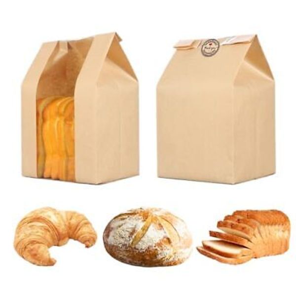 s Paper Bread Bags for Homemade Bread, Large Kraft Paper Bakery Bags 25 Pack